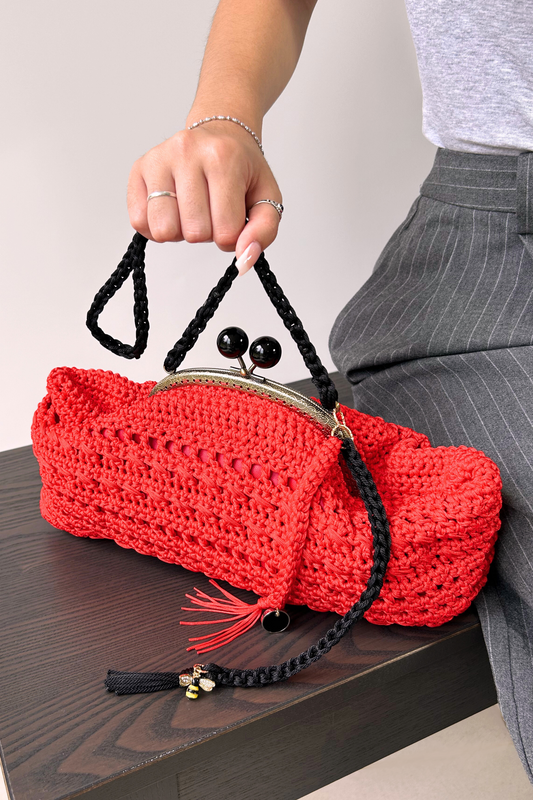 VIOLET CROCHET CLUTCH BAG